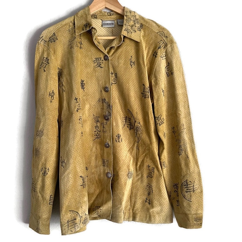Chico’s 100% Leather Shirt Jacket Size 8